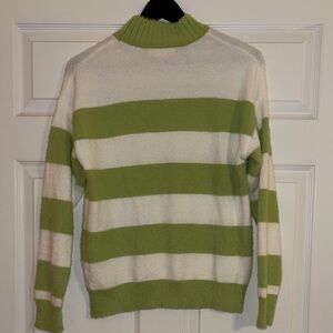 Cozy Striped Sweater - Green and White